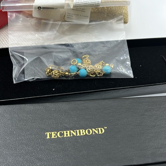 💙 Technibond 18kt Gold & Sterling Silver Turquoise Bracelet - Picture 4 of 13